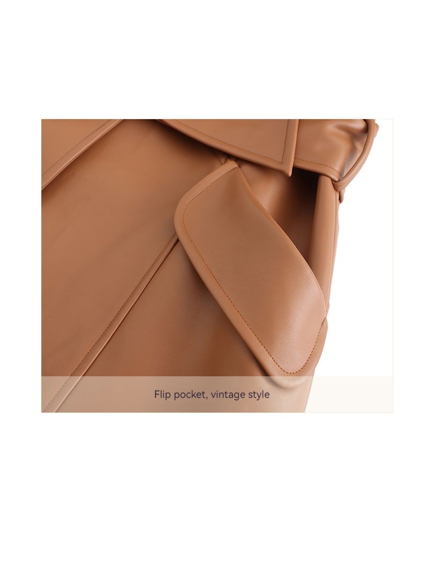 Classic modern trench coat oversized leather jacket